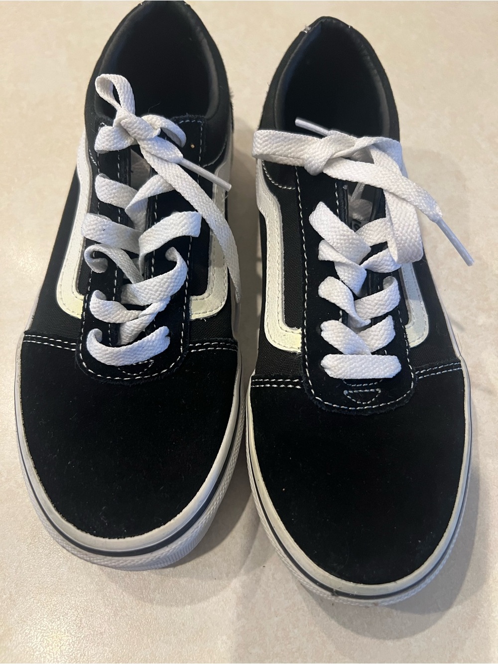 Vans Kids Black and White Low-Top Skate Sneakers